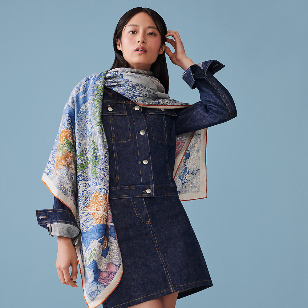 HERMES ショール retour a la nature 自然回帰 140 Retour a la Nature shawl 140 | Hermès Canada